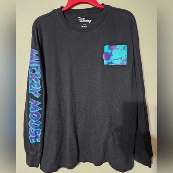 VINTAGE - Disney Mickey Mouse Large Black Long Sleeve Japanese Graphic Tee - Picture 7 of 8